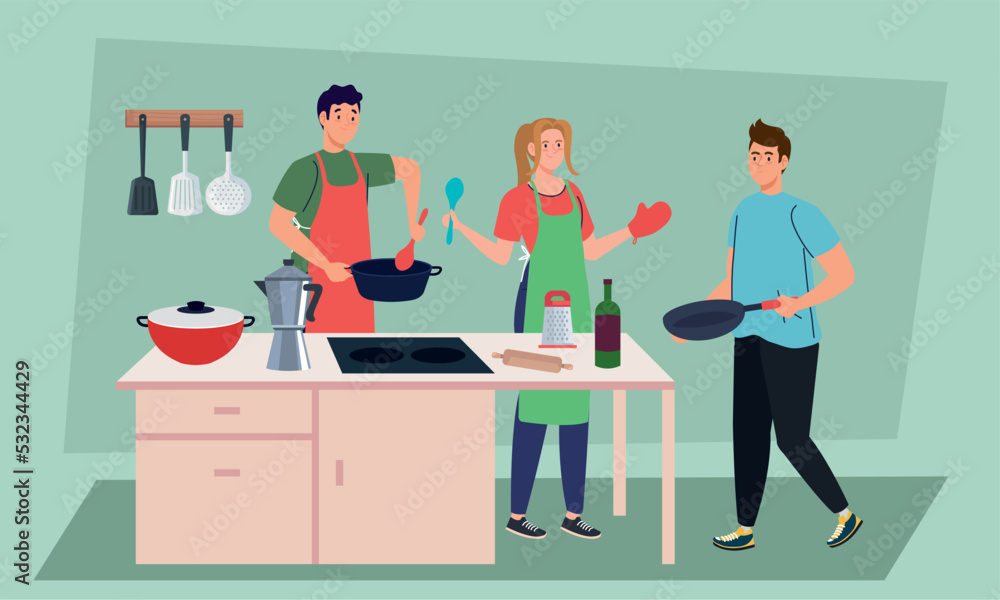 group of people cooking