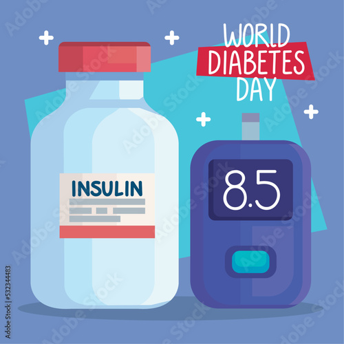 diabetes day lettering with insulin