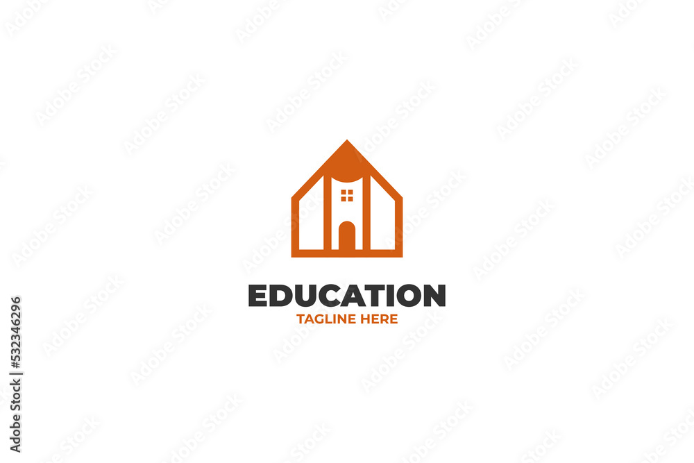 Flat pencil with home logo design vector template Flat pencil with home logo design vector template