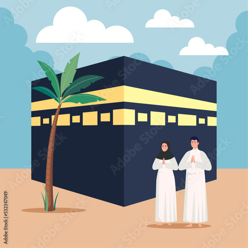muslim culture couple with mecca