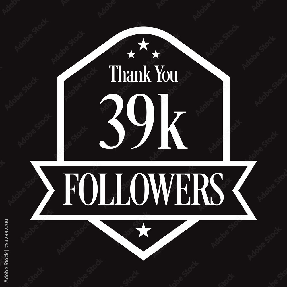 Thank you 39K followers, 39000 followers celebration, Vector Illustration Thank you 39K followers, 39000 followers celebration, Vector Illustration