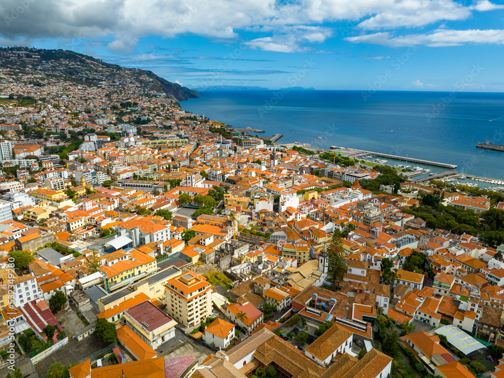 Funchal Aerial View. Funchal is the Capital and Largest City of Madeira Island in Portugal. Europe. 