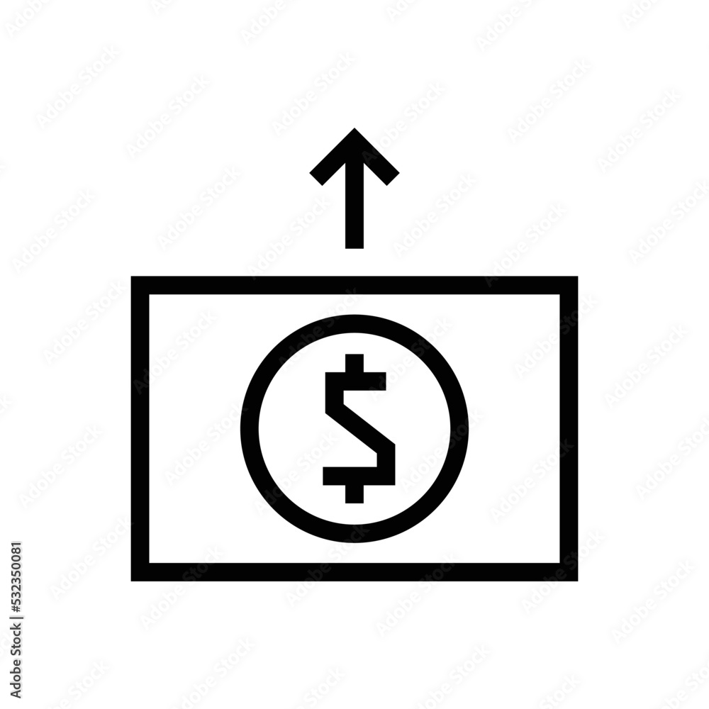 Deposit money vector outline icon symbol design Deposit money vector outline icon symbol design