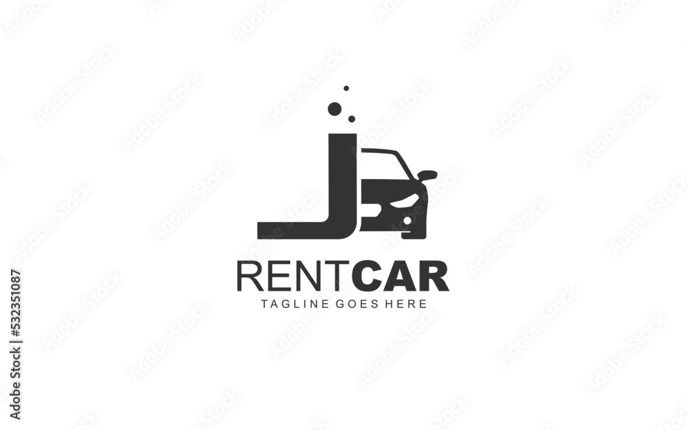 J logo rental for branding company. transportation template vector illustration for your brand.