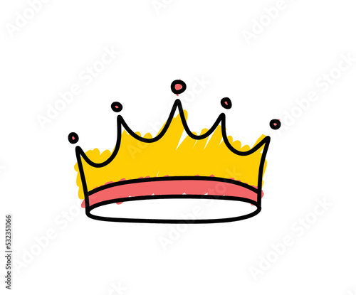 colorful crown collection. Doodle sketch style.