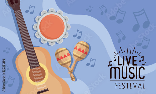 live music lettering with guitar