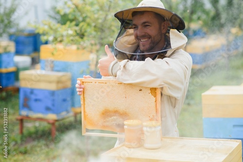 Beekeeper working collect honey. Beekeeping concept. © Serhii