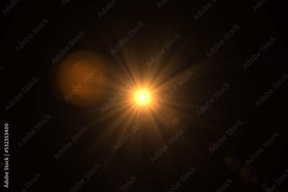 Obraz premium Natural, Sun flare on the black background