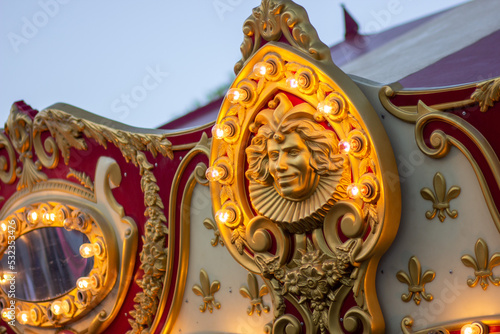 lit up carousal at the carnival photo