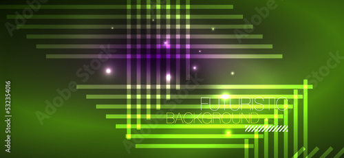 Background neon glowing lines and geometric shapes. Lights in the dark wallpaper for concept of AI technology  blockchain  digital  communication  5G  science