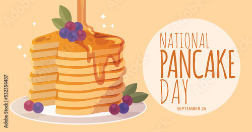 National Pancake Day. Pile of pancakes on a plate icon. Important day.