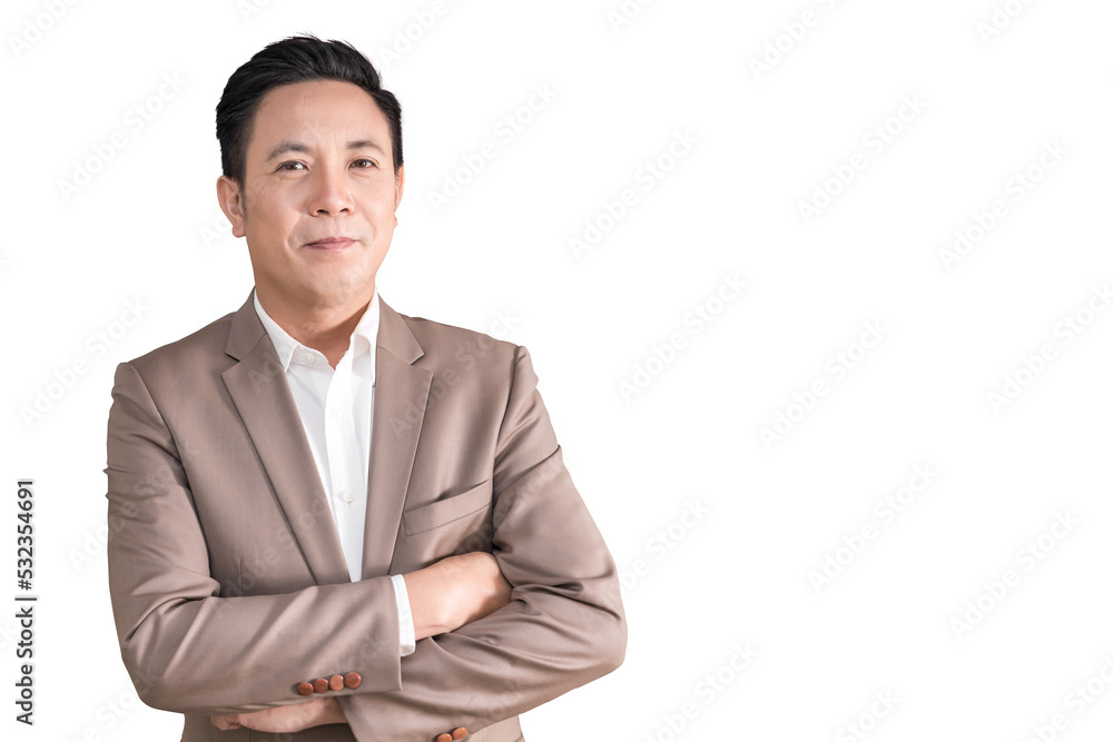 portrait smart Asian businessman standing smile isolated on white background with clipping path portrait smart Asian businessman standing smile isolated on white background with clipping path