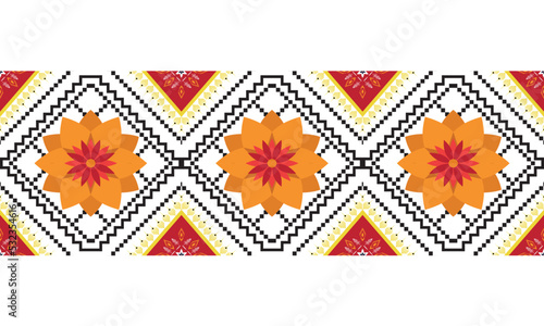 Geometric ethnic pattern for background fabric wrapping clothing wallpaper batik carpet embroidery style.