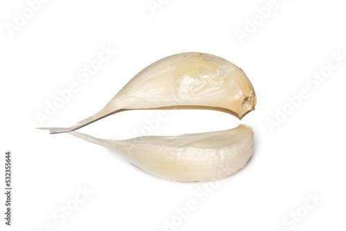 Isolated garlic. Raw garlic segment isolated on white background, with clipping path 