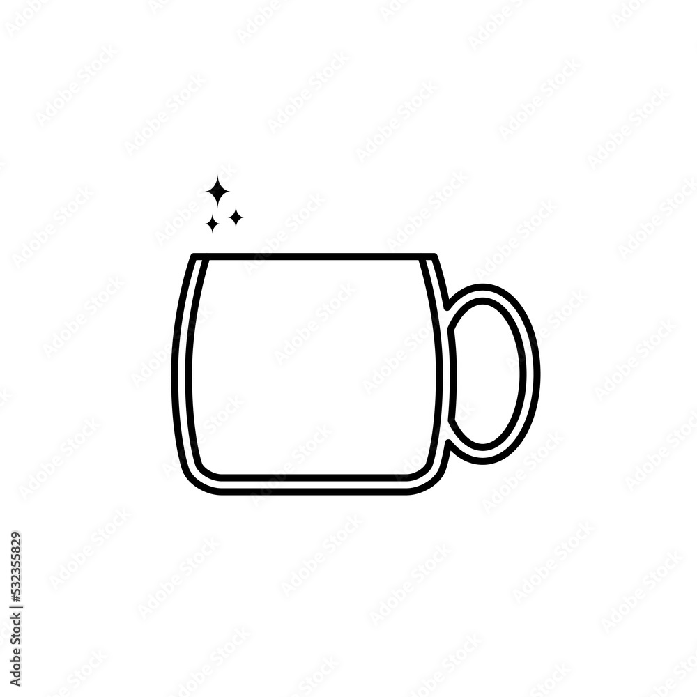 sparkling tea or coffee mug cup glass icon on white background. simple, line, silhouette and clean style. black and white. suitable for symbol, sign, icon or logo sparkling tea or coffee mug cup glass icon on white background. simple, line, silhouette and clean style. black and white. suitable for symbol, sign, icon or logo