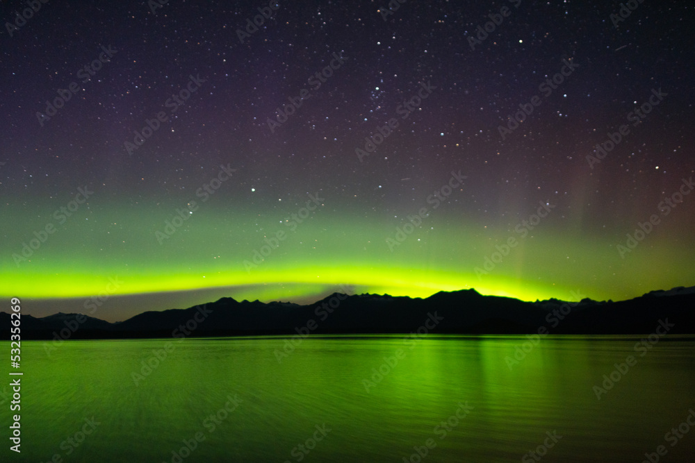 Northern lights over Mitkof island in South East Alaska