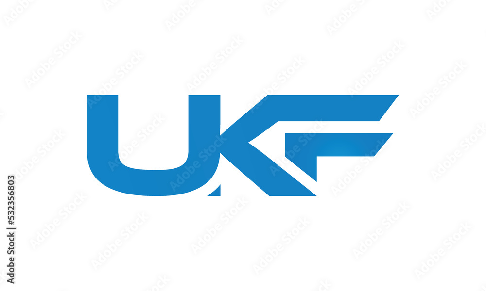 UKF monogram linked letters, creative typography logo icon UKF monogram linked letters, creative typography logo icon