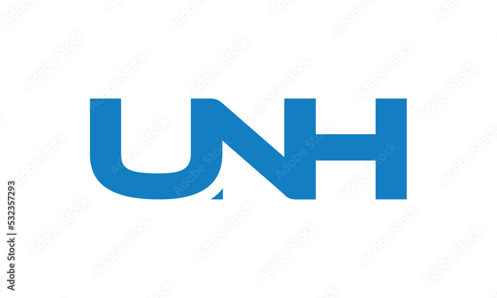 UNH monogram linked letters, creative typography logo icon UNH monogram linked letters, creative typography logo icon