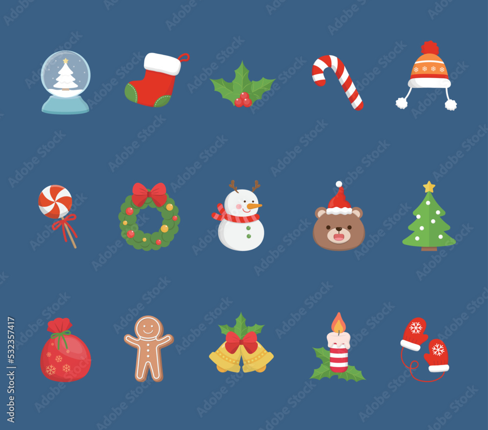 15 elements of Christmas, Christmas stocking with Christmas tree with snowball and teddy bear with woolen mittens and bell combination for greeting card invitation card Christmas card 15 elements of Christmas, Christmas stocking with Christmas tree with snowball and teddy bear with woolen mittens and bell combination for greeting card invitation card Christmas card