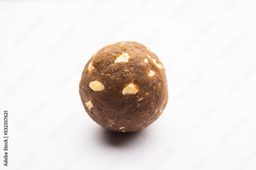 Fototapeta premium Fenugreek or methi ke Laddu, laddo or laddoo or sweet mithai balls for boosting immunity in winters