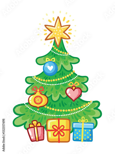 Wallpaper Mural New Year tree with gifts on a white background. Torontodigital.ca