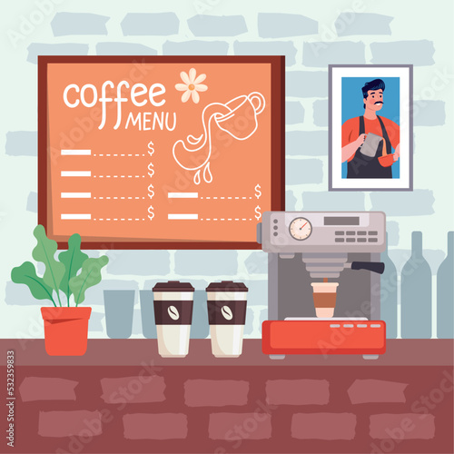coffee menu label in coffee shop