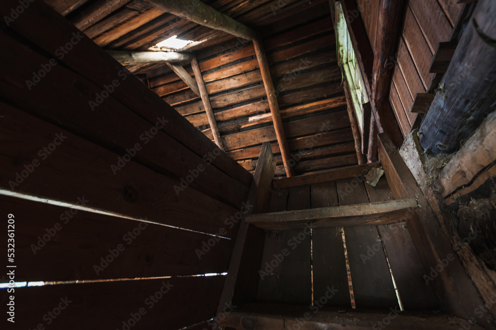 Abstract grunge wooden interior, perspective view Abstract grunge wooden interior, perspective view