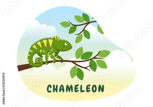 Set of Animal Reptile Template Hand Drawn Cartoon Flat Illustration with Various Types of Reptiles Animals Concept