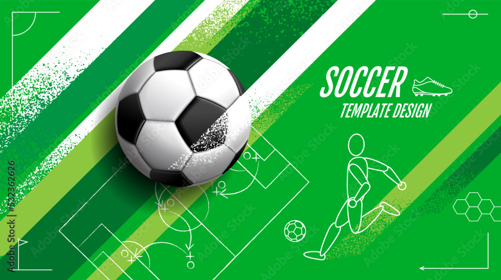 Fototapeta premium Soccer Template design , Football banner, Sport layout design, green Theme, vector