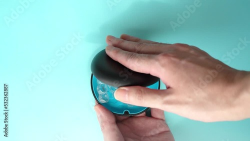 Open the case containing the orthodontic clear aligners for teeth. slow motion video.