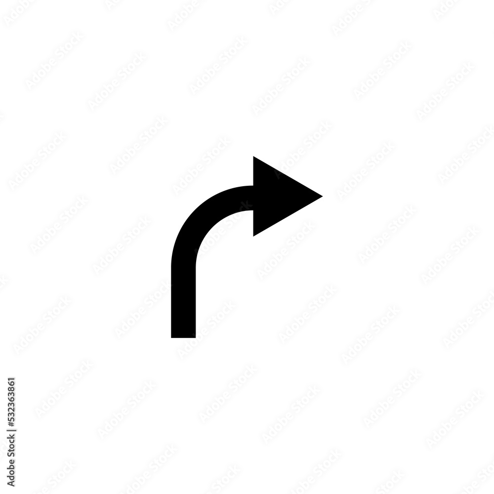 Graphic flat turn right icon for your design and website Graphic flat turn right icon for your design and website
