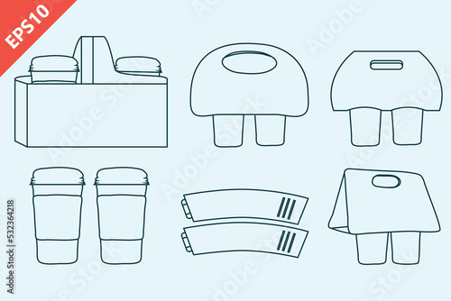 Coffee cup holder paper design logo icon vector flat isolated illustration