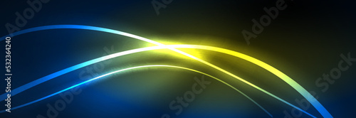 Blue neon glowing lines, magic energy space light concept, abstract background wallpaper design