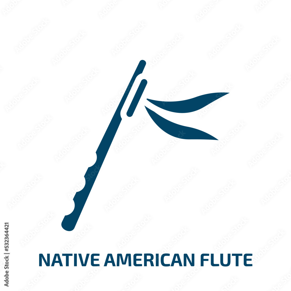 native american flute icon from culture collection. Filled native