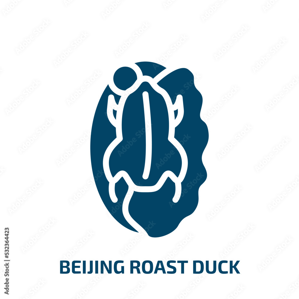 Fototapeta premium beijing roast duck icon from culture collection. Filled beijing roast duck, beijing, chinese glyph icons isolated on white background. Black vector beijing roast duck sign, symbol for web design and