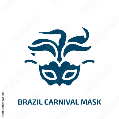 brazil carnival mask icon from culture collection. Filled brazil carnival mask, brazil, mask glyph icons isolated on white background. Black vector brazil carnival mask sign, symbol for web design and