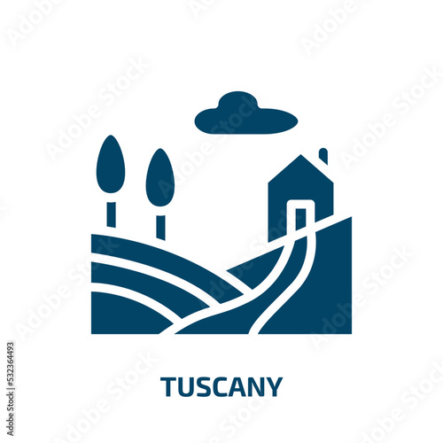 tuscany icon from cultures collection. Filled tuscany, tree, nature glyph icons isolated on white background. Black vector tuscany sign, symbol for web design and mobile apps