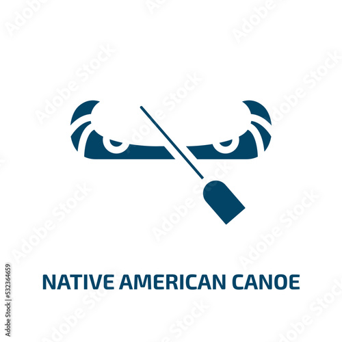 native american canoe icon from culture collection. Filled native american canoe, canoe, american glyph icons isolated on white background. Black vector native american canoe sign, symbol for web