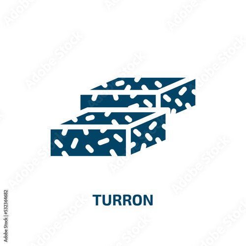 turron icon from culture collection. Filled turron, spain, tapas glyph icons isolated on white background. Black vector turron sign, symbol for web design and mobile apps