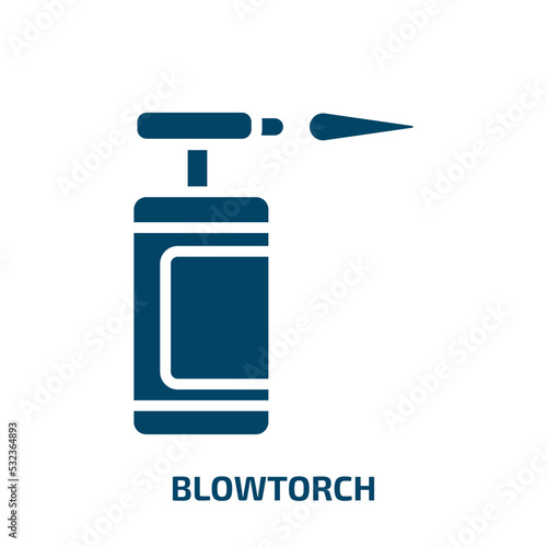 blowtorch icon from construction tools collection. Filled blowtorch, equipment, industry glyph icons isolated on white background. Black vector blowtorch sign, symbol for web design and mobile apps