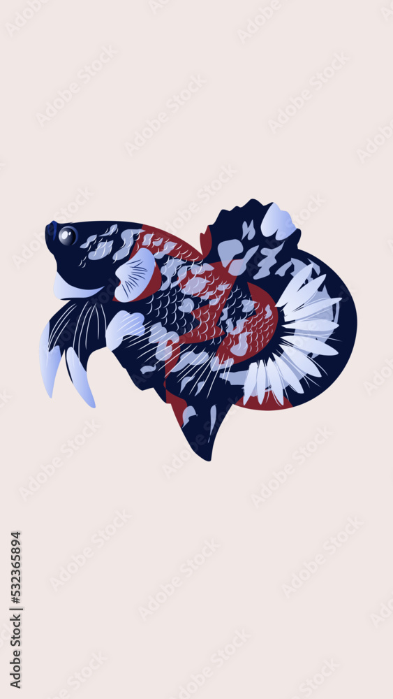 Naklejka premium colorful betta fish illustration vector