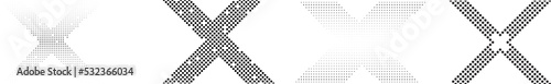 Halftone dots in Cross Form . Vector Illustration. Letter x  Logo . Design element . Abstract Geometric shape . 