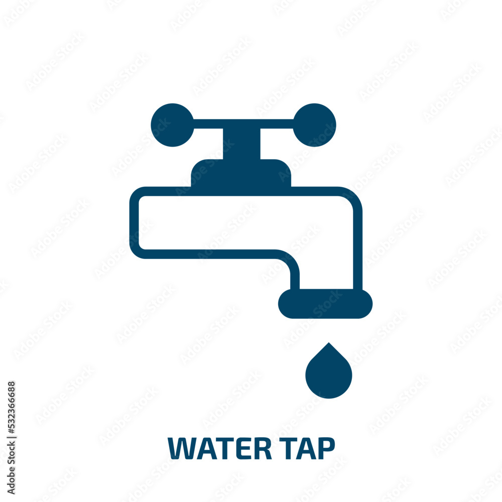 water tap icon from ecology collection. Filled water tap, drop, tap glyph icons isolated on white background. Black vector water tap sign, symbol for web design and mobile apps