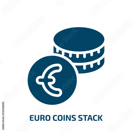 euro coins stack icon from business collection. Filled euro coins stack, currency, money glyph icons isolated on white background. Black vector euro coins stack sign, symbol for web design and mobile