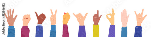 Hands Gestures Flat Composition