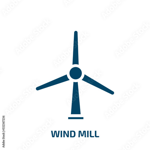 wind mill icon from ecology collection. Filled wind mill, mill, wind glyph icons isolated on white background. Black vector wind mill sign, symbol for web design and mobile apps