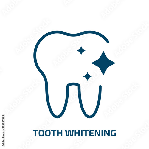 tooth whitening icon from dentist collection. Filled tooth whitening, medical, dental glyph icons isolated on white background. Black vector tooth whitening sign, symbol for web design and mobile apps