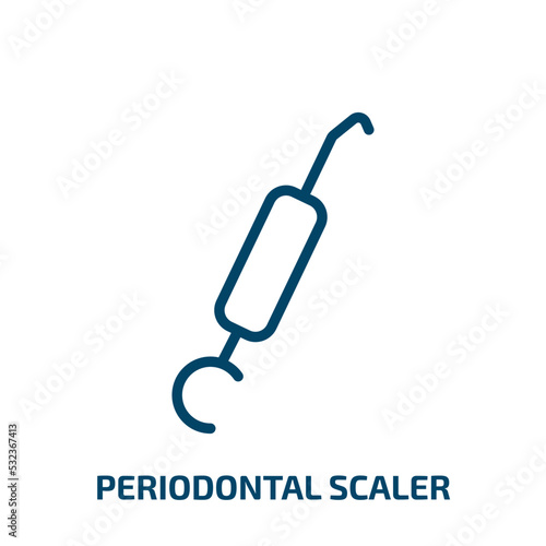 periodontal scaler icon from dentist collection. Filled periodontal scaler, medical, dental glyph icons isolated on white background. Black vector periodontal scaler sign, symbol for web design and