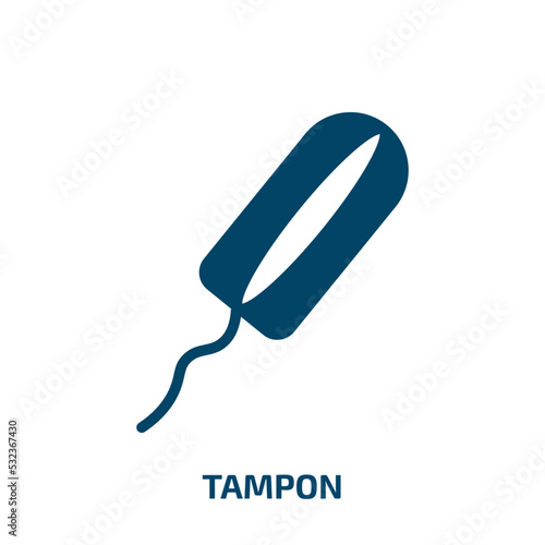 tampon icon from dentist collection. Filled tampon, woman, feminine glyph icons isolated on white background. Black vector tampon sign, symbol for web design and mobile apps