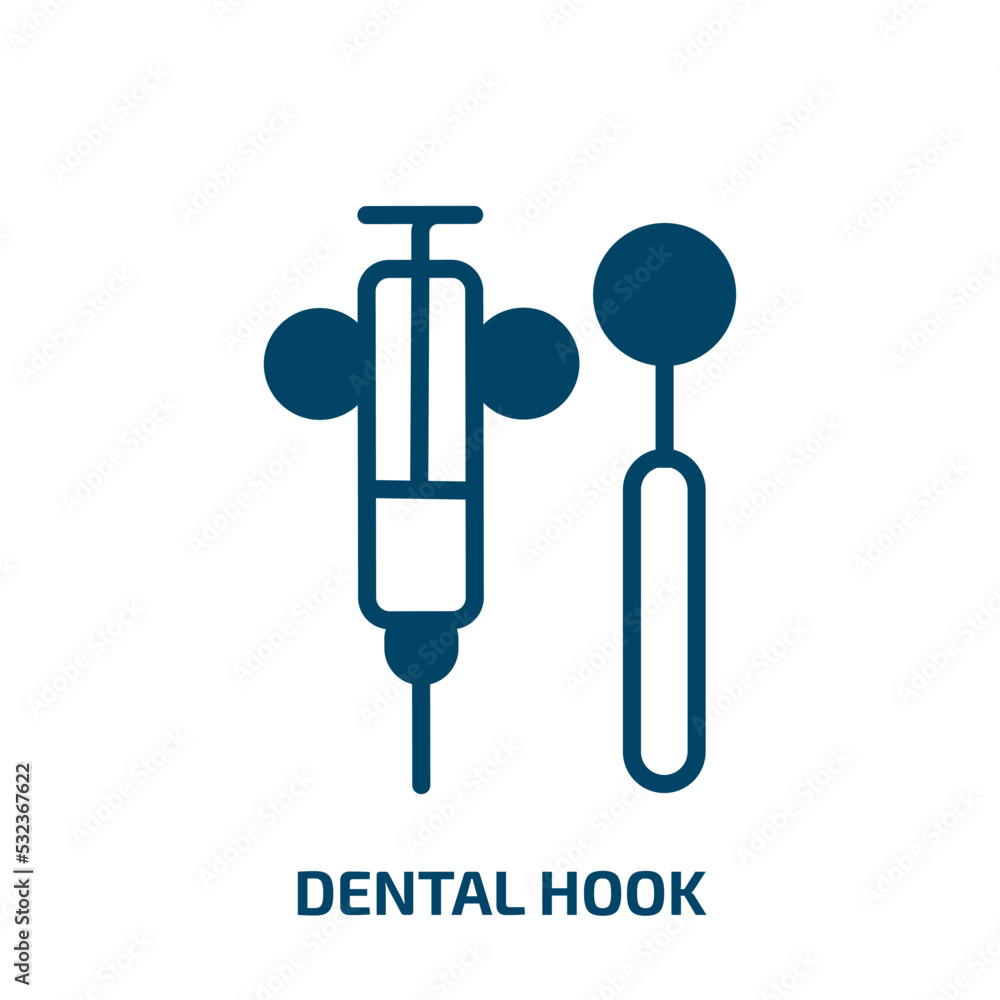dental hook icon from dentist collection. Filled dental hook, medical, professional glyph icons isolated on white background. Black vector dental hook sign, symbol for web design and mobile apps dental hook icon from dentist collection. Filled dental hook, medical, professional glyph icons isolated on white background. Black vector dental hook sign, symbol for web design and mobile apps